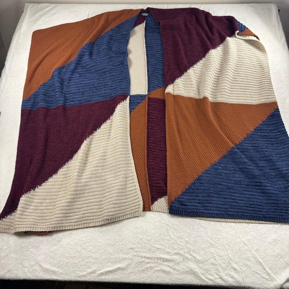 Natural Reflections Colorblock Cardigan Women XL/XXL Multi Color Good Knit Wrap